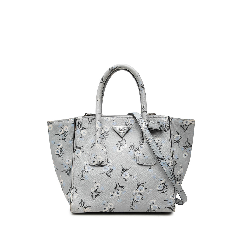 Pre-Loved Prada Saffiano Floral Twin Pocket Satchel